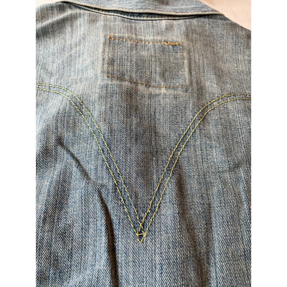 Levis Womens Mens Western Denim Jacket Size CH Light Wash Y2K Streetwear - Picture 10 of 12